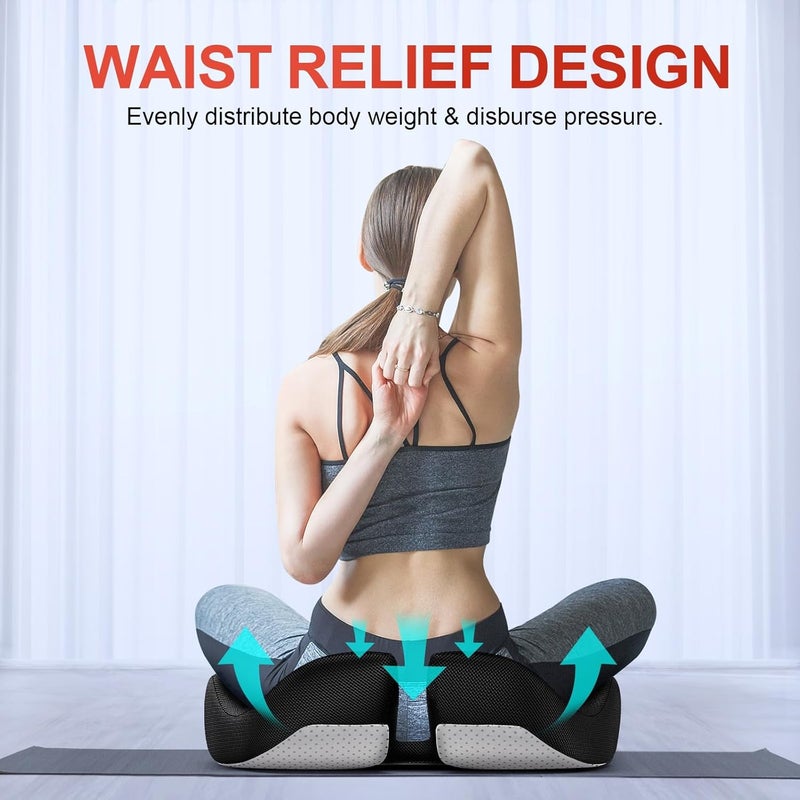 A-Pce Large Memory Seat Cushion for Office Chair Pressure Relief Sciatica & Tailbone Pain Relief Memory Foam Firm Coccyx Pad for Long Sitting, for Office Chair, Gaming Chair and Car Seat, Black - Image 5
